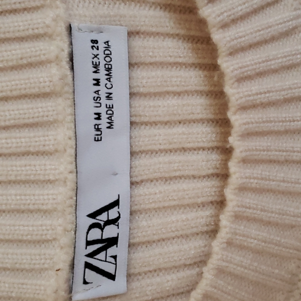 Zara Ribbed Knit Top Ecru - Picture 4 of 5